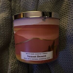 White Barn Sunset Desert Candle